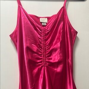 Elegant Pink Satin Ruched slip on night gown/dress size xs